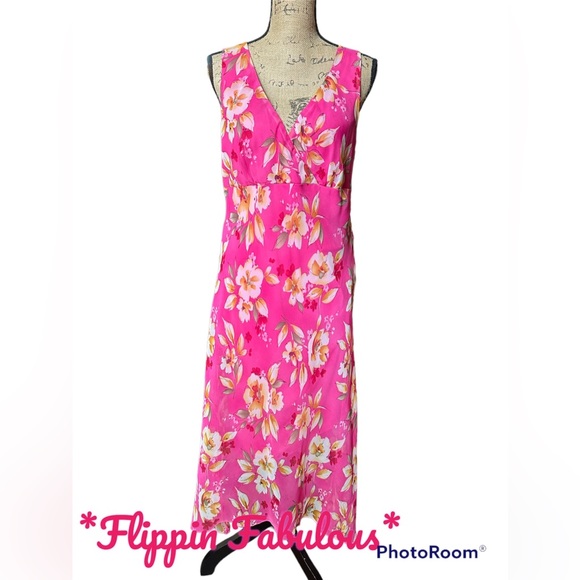 Vintage Meghan Matthews~ Pink Floral sleeveless Shift dress size 14 - Picture 2 of 5